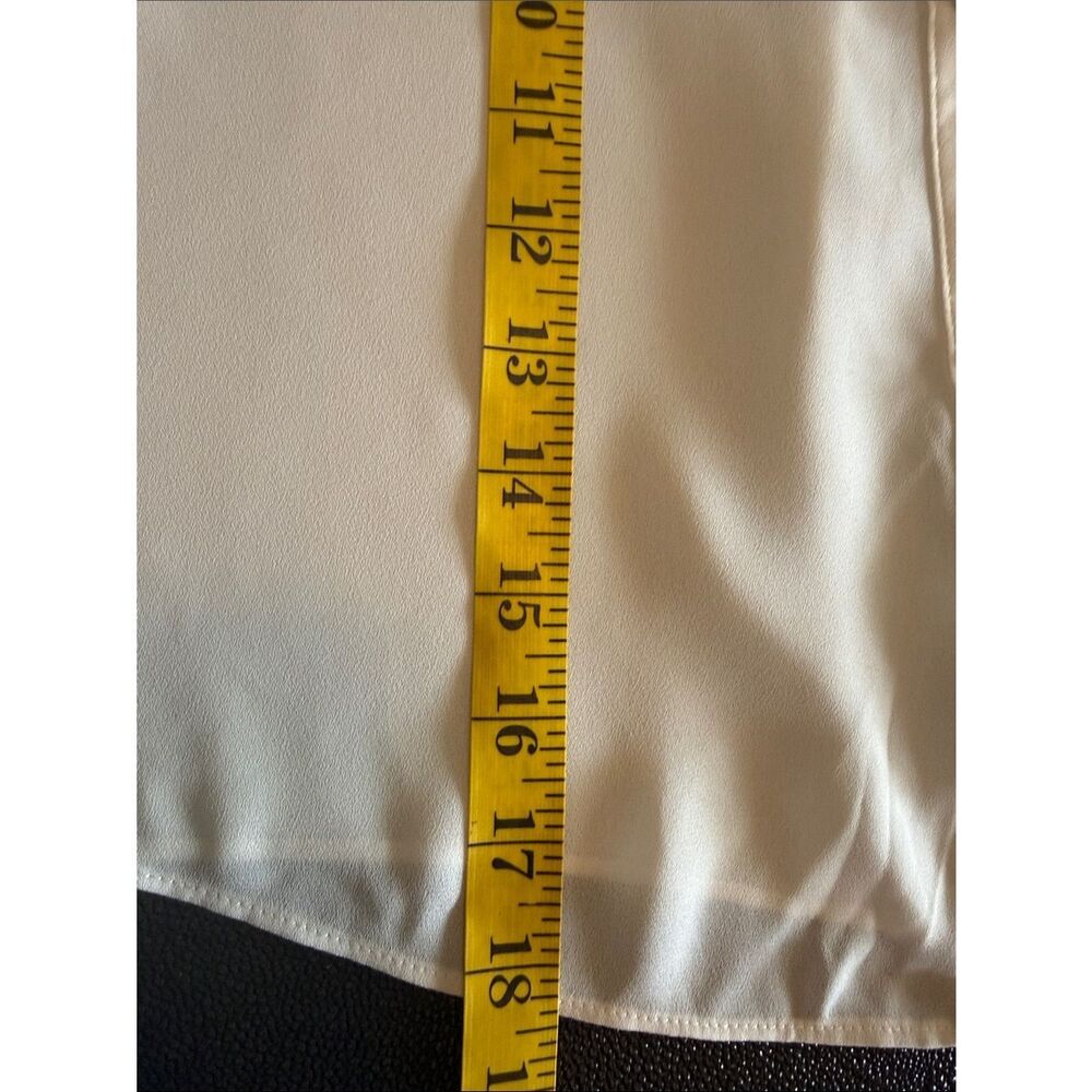 cinq a sept Zaida White Button-Front Blouse with Black Bow cropped size medium - Picture 11 of 12